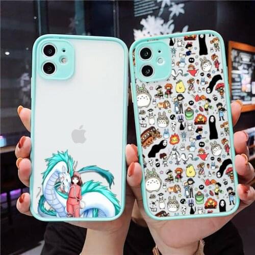 Totoro Spirited Away Ghibli Miyazaki Anime Phone Cases matte transparent For iphone 7 8 11 12 plus mini x xs xr pro max cover