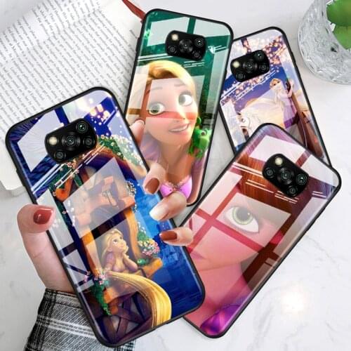 Rapunzel Disney Movie for Xiaomi POCO X3 NFC F3 M2 X2 F2 Redmi K30 Redmi Note 9 Pro Luxury Tempered Glass Phone Case Cover
