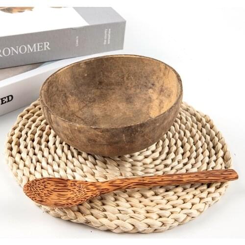 Natural Coconut Bowl Protection Wooden Bowl Coconut Wood Tableware Spoon Set Coco Smoothie Coconut Kitchen Environmental