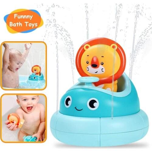 Baby Bath Toys Spray Water Shower Swim Pool Bathing Toys for Kids Spinning Boat with Toy Lions Bathtub Toys for Toddlers Kids