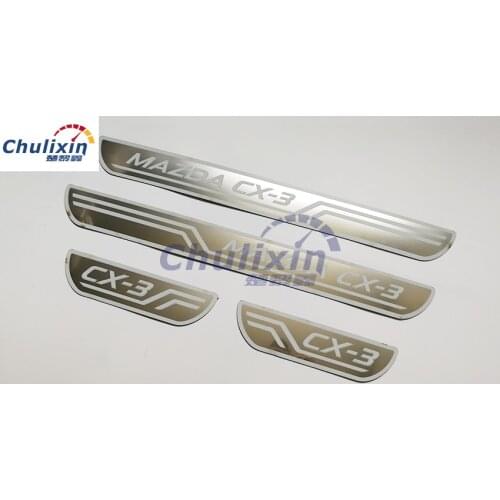 For 2014 2015 2016 2017 MAZDA CX-3 CX3 CX 3 car styling sticker 4pcs/lot Stainless Steel Scuff Plate Door Sill decorative cover