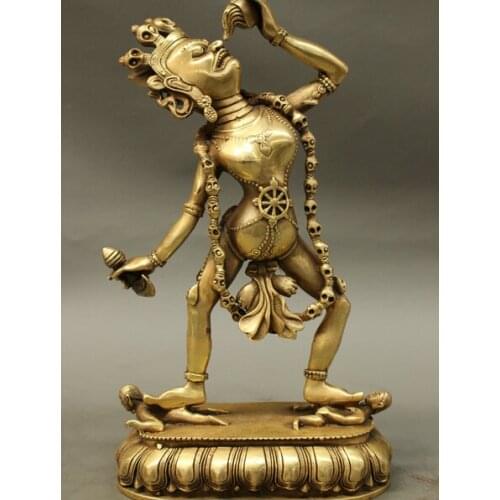 Dr610 10" Tibet Brass Buddhism Vajra Protect Vajrayogini Vajravarahi Buddha Statue