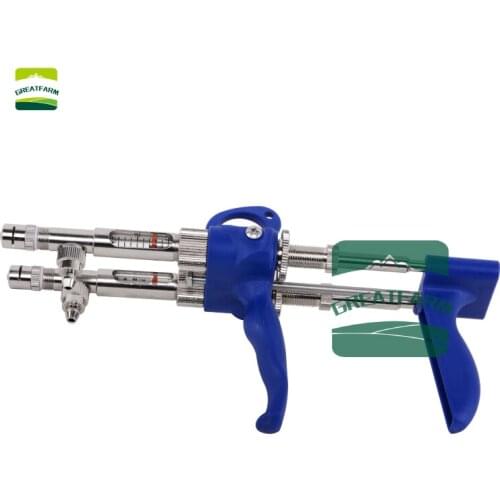 Double needle 0.1-1 ml Chicken, duck and goose vaccine adjustable double needle continuous syringe Double vaccine glass scale