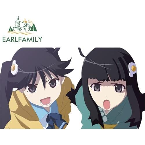EARLFAMILY 13cm x 7.3cm for Bakemonogatari Mayoi Car Stickers Motorcycle Helmet Scratch-proof Window Trunk Waterproof Decal