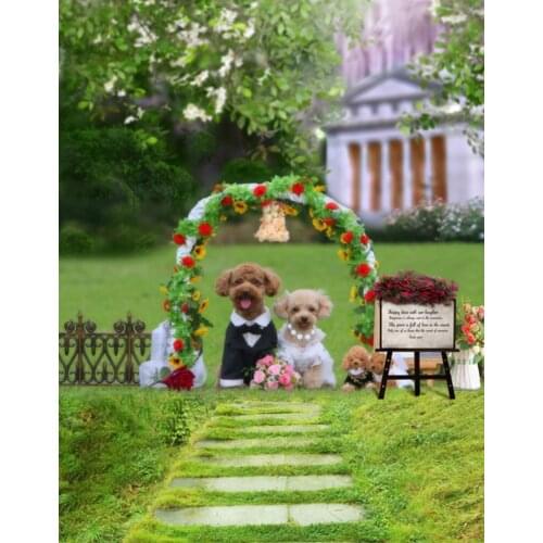 Pet Dogs Wedding Flowers Photography Backdrops Photo Props Studio Background 5x7ft