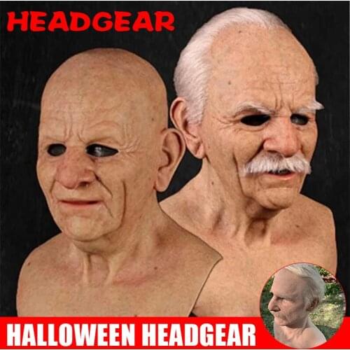 The Elder Old Man Headgear For Masquerade Halloween Party Old Man Mask Horror Headgear Realistic Headgears Hat