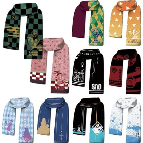Demon Slayer Anime Scarf Cosplay Kimetsu No Yaiba Tanjirou Kamado Nezuko Popular Accessories Winter Warm Plush Xmas Gifts