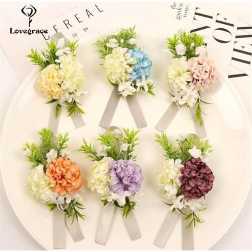 Artificial Flowers Wedding Groom Boutonnieres Bride Bridesmaids Hand Wrist Flower Marriage Witness Sister Brooch Corsage Flowers