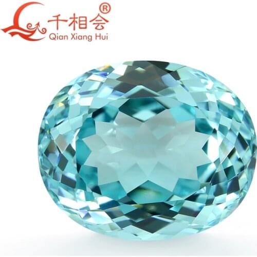 Yttrium Aluminum Garnet aqua blue color oval Shape 10*12mm 8.75ct Natural cut artificial gem stone for jewelry making