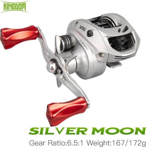 Kingdom Micro Silver Moon Baitcasting Reel Ultralight Magnetic Brake System 5KG Max Drag 7+1NMB BB 6.5:1 High Speed Fishing Reel