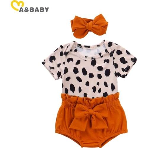 Ma&Baby 0-24M Leopard Newborn Infant Baby Girl Clothes Set Short Sleeve Romper Bow Bloomers Shorts Outfits Summer BABY