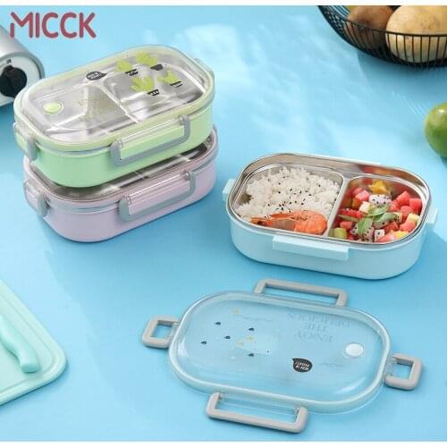 MICCK Stainless Steel Lunch Box With Free Cutlery Lunch Box For Kids Outdoors Portable Food Container Childrens School Bento