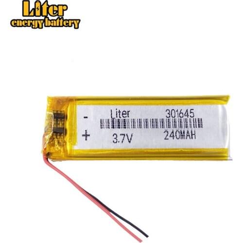 3.7V 350mAh 301645 Lithium Polymer Li-Po li ion Rechargeable Battery cells For Mp3 MP4 MP5 GPS mobile bluetooth