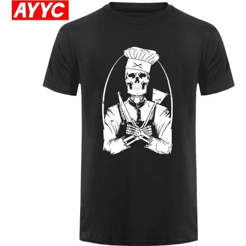 Fashion T Shirt Skull Cook Skull Cook Chef Chef Cooking Black S M L XL XXL Tee shirt