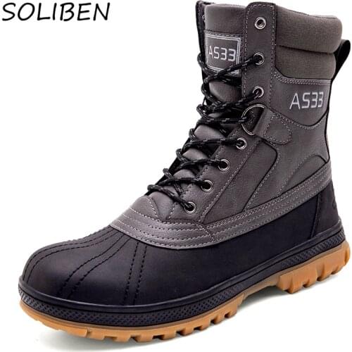 SOLIBEN Tactical Military Combat Boots Men Ankle Boot Hunting Trekking Camping Mountaineering Winter Work Shoes Casual Boots
