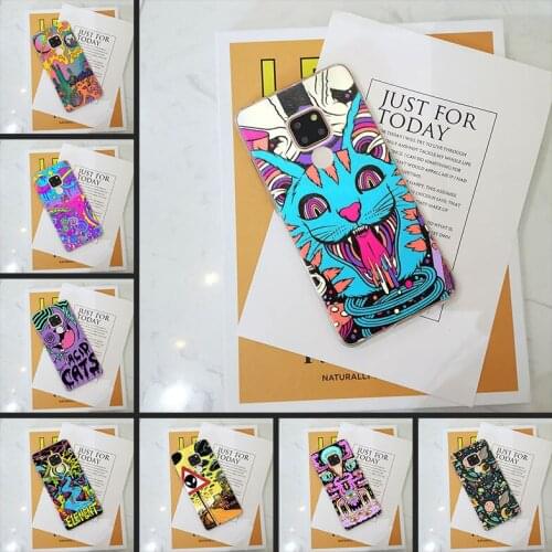 Soft Phone Case Silicone For Huawei Mate 7 8 9 10 20 Lite Abstract Cat Art Space Back Cover For Huawei Mate 9 10 20 Pro Case TPU