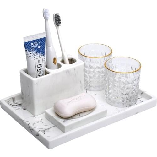 Resin Bathroom Accessories Set Soap Dispenser/Dish Toothbrush Holder & Gargle Cups Tray Tissue/ Toothpick Boxes Wedding Gifts