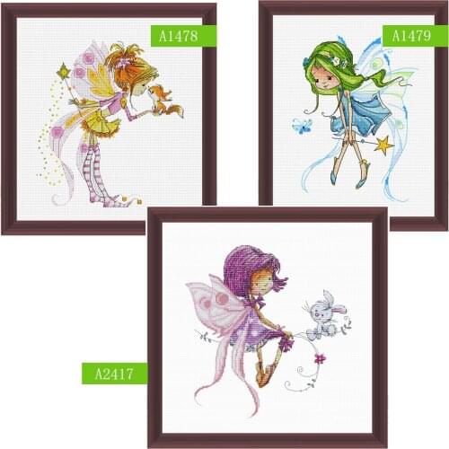 Cross Stitch Kit Precision Printing A1478-2417 Elf Girl Cute Cartoon Home Handmade Embroidery Bedroom Decoration