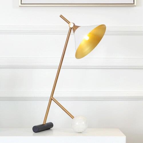 Nordic Table Desk Lamp Creative Personality Marble Metal Horn Office Learning Eye Protection LED Table Lamp Office