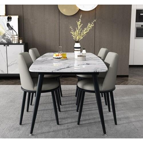 Northern Europe western dining table chair combination rock plate rectangle modern simple small family family dining table marbl