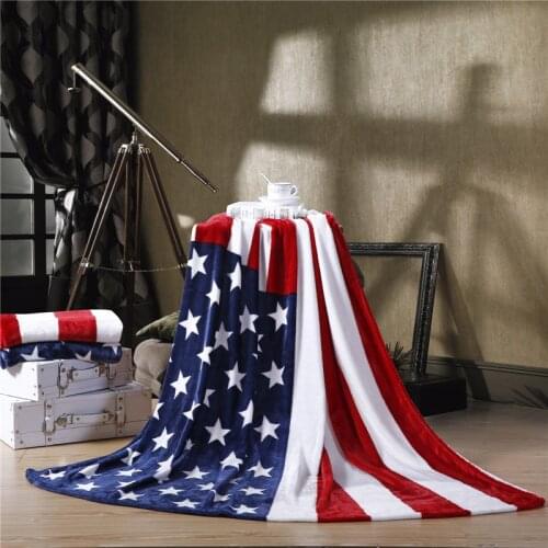 Flag Pattern Print Blanket USA UK Flannel Fleece Sofa Throw Blanket Soft Air Conditioning Blanket