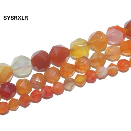 Wholesale Faceted Natural Stone Orange Stripes Agates Beads Spacer Beads For Jewelry Making Diy Bracelet Necklace 6/8/10 MM