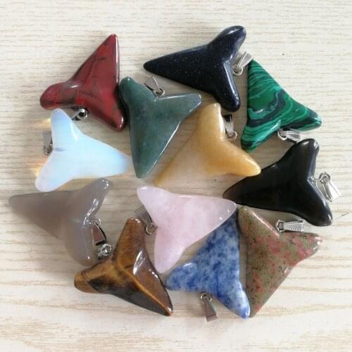 Natural stone Necklace pendant charm shark teeth for jewelry making animal Fashion pendants 12pcs/lot Free shipping wholesale