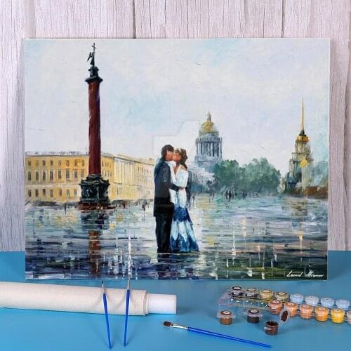 Kiss In St. Petersburg Painting By Numbers Kit Oil Paints 40*50 Picture By Numbers Photo Wall Decoration Crafts For Wholesale