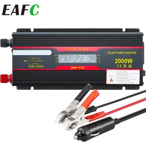 2000W Watt DC 12V to AC 220V Portable Car Power Inverter Charger Converter Adapter DC 12 to AC 220 Modified Sine Wave with USB