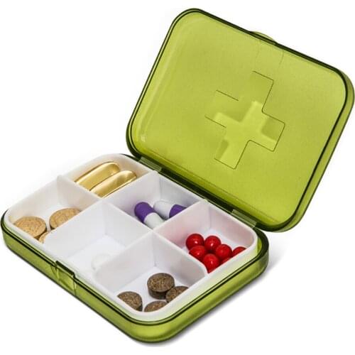 Portable Mini 6 Slots Drug Medicine Pill Storage Box R8302 6 Cells Portable Plastic Travel Pill Box Colorful Colors