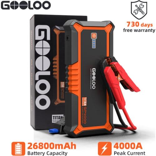 GOOLOO 4000A Start Power Bank 26800mAh Jump Starter Car Booster External Battery 12V Starting Device for Petrol Diesel Powerbank
