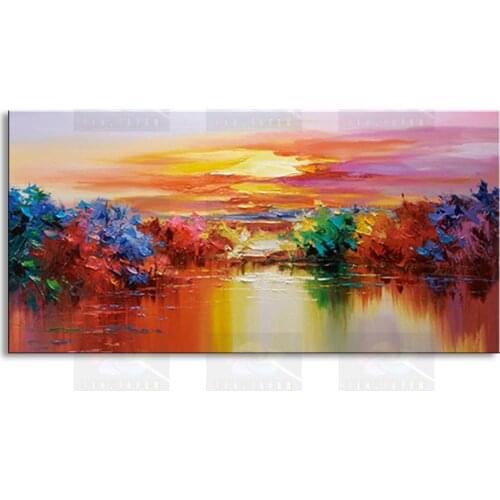 Hand-painted modern living room decorative Landscape oil painting 100% best Knife painting original directly from arti YS1-001