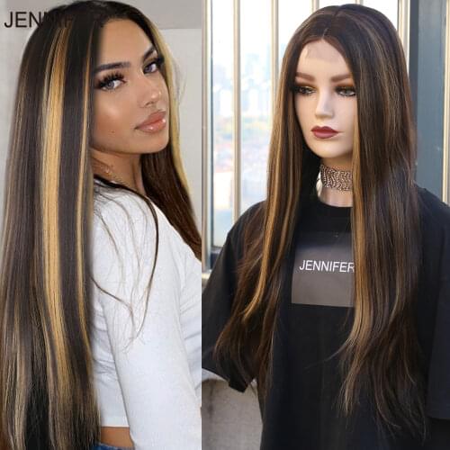 Synthetic Wigs For Women 26inch Long Straight Hair Middle Part Lace 4 Color Optional Cosplay/Daily High Temperature Fiber