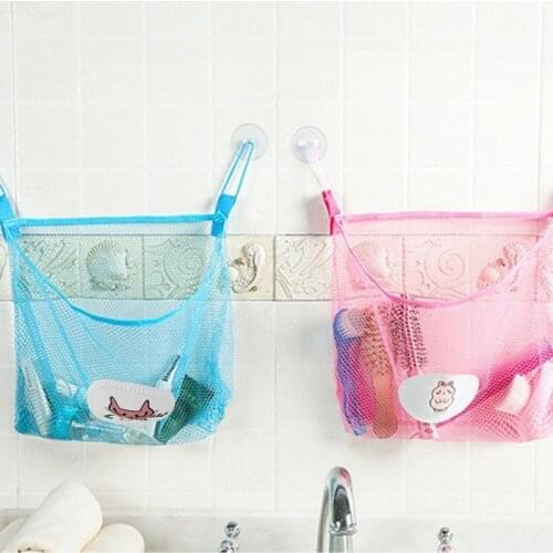 Creative Folding Eco-Friendly 24*33cm Kids Baby Bathroom Mesh Bag Child Bath Toy Storage Bag Organiser Net Suction Baskets