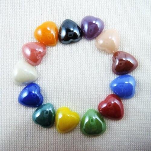 Mixed Colors 10mm 50pcs Glass Flat Back Cabochons Heart Beads Diy Jewelry Findings Decor Craft Scrapbooking HA-29