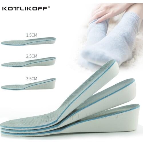 1.5/2.5/3.5cm Height Increase Elevator Shoes Insole Taller Insert Pad Insoles Breathable Heel Insole High Lift For Men Women
