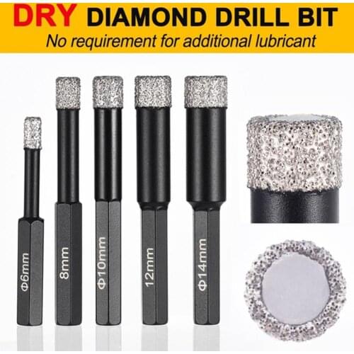 6/8/10/12/14mm Dry Diamond Drill Bits For Porcelain Granite Tile Glass Ceramics Marble Masonry Concrete Dry Diamond Drill Bit