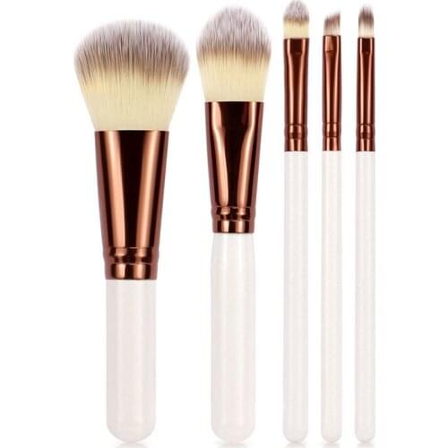 Sylyne 5pcs makeup brushes white portable carry face eye powder foundation eyeshadow professional travel makeup brush set