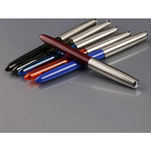 Vintage Stainless Steel Cap Fountain Pen 0.38mm Nib Business Office Gift