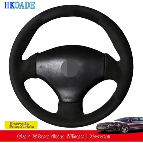 DIY Hand-stitched Black Soft Suede Leather Car Steering Wheel Covers For Peugeot 206 1998-2005 206 SW 2003-2005 206