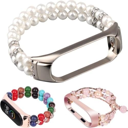 Women Pearl Straps for Xiaomi Mi Band 6 5 4 Bands Watch Bracelet Correa for Mi Band 3 Jewelry Chain Wristband Belt Accessories