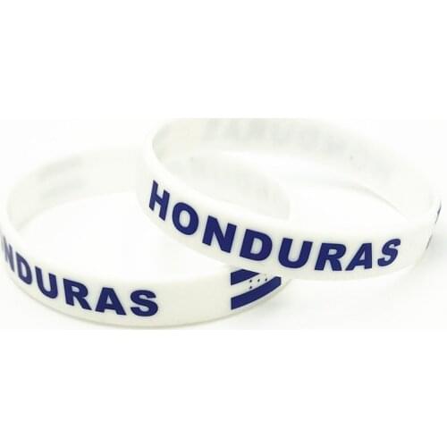 1PC Honduras Country Flag Silicone Wristband White Blue Football Sports Souvenir Silicone Rubber Bracelets&Bangles Gifts SH245