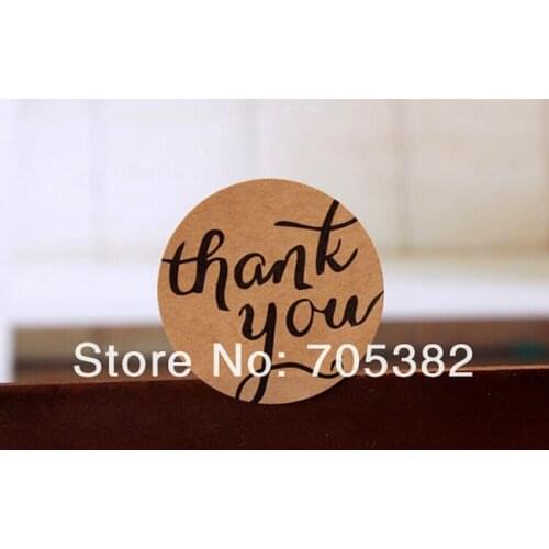 300 pcs/lot Round Kraft paper Thank You packaging label Adhesive Sticker(tt-1567)