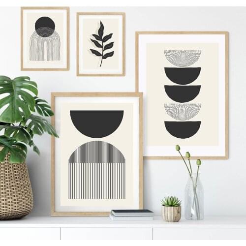 Boho Abstract Line Geometric Canvas Painting Mid Century for Living Room Office Home Decoration Wall Art Poster Prints Picture