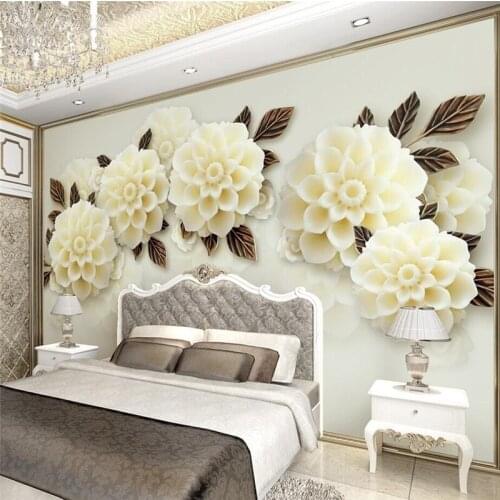 Beibehang Custom wallpaper 3d photo mural beautiful European champagne hydrangea 3d stereo TV background wall living room mural