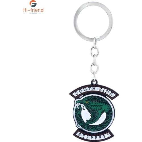 Riverdale Keychain Enamel South Side Serpents Ceramic Metal Key Ring for Women Men Car Bag Pendant Jewelry Party Gift