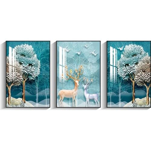 Nordic Living Room Decorative Painting Three-Piece Painting Sofa Background Wall Hanging Painting Modern Simple and Light Luxury