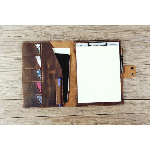 Rustic leather clip board clipboard padfolio , A4 letter size distressed leather business padfolio with clip board CB05CP