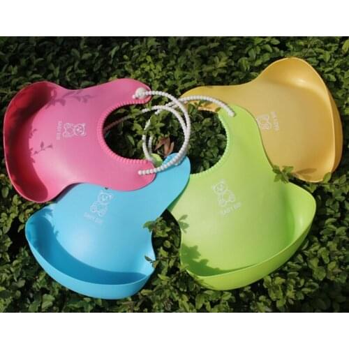 Baby Infant Toddler Waterproof Silicone Bib Infants Feeding Lunch Roll-up Apron