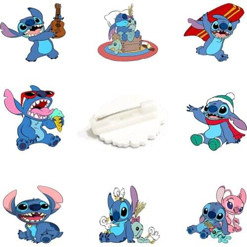 Disney Cartoon Brooch Star Baby Stitch Snacks Skateboard Modeling Brooch Shirt Jacket Brooch Acrylic Brooch For Friends